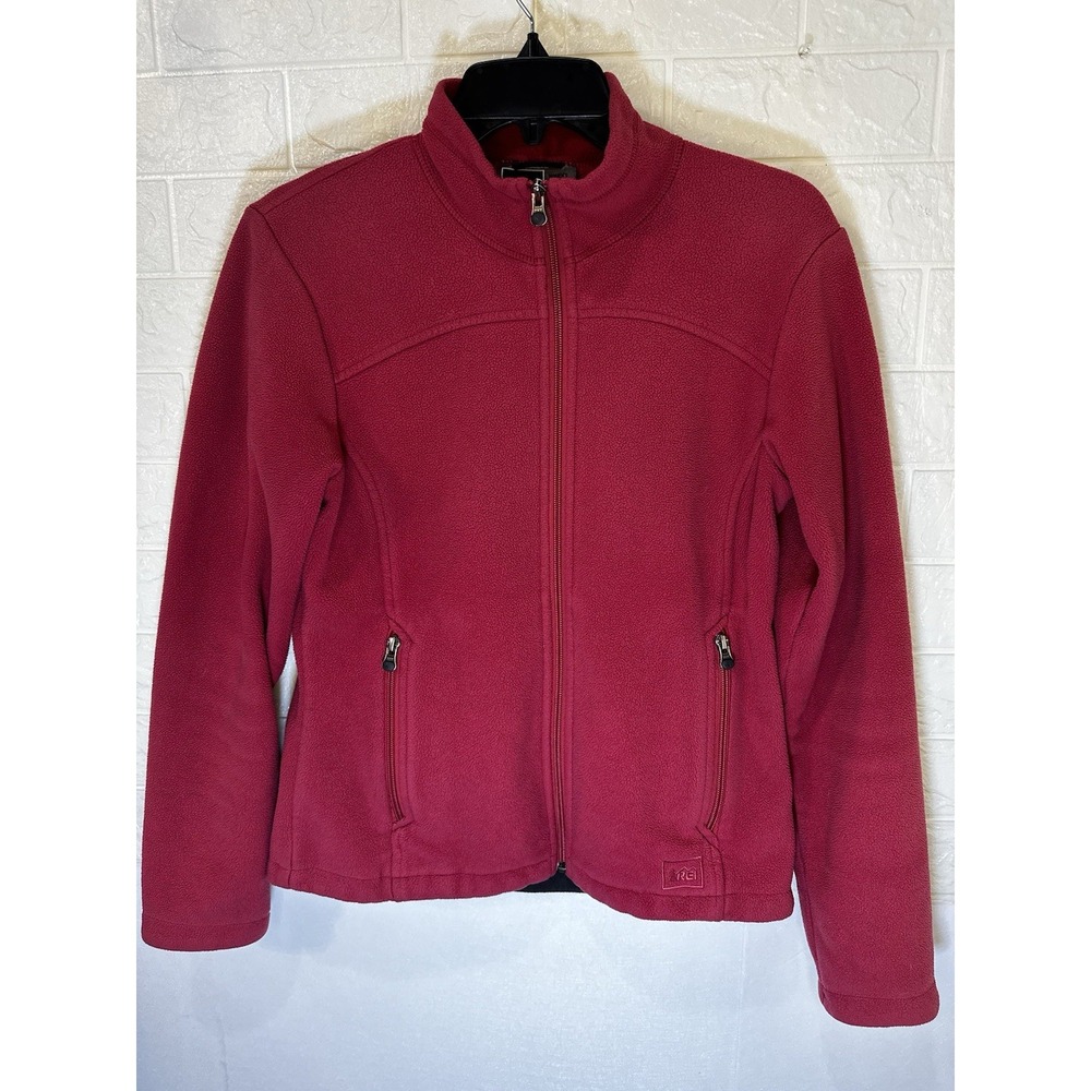 R.E.I. Burgundy‎ fleece zip-up jacket women sz S